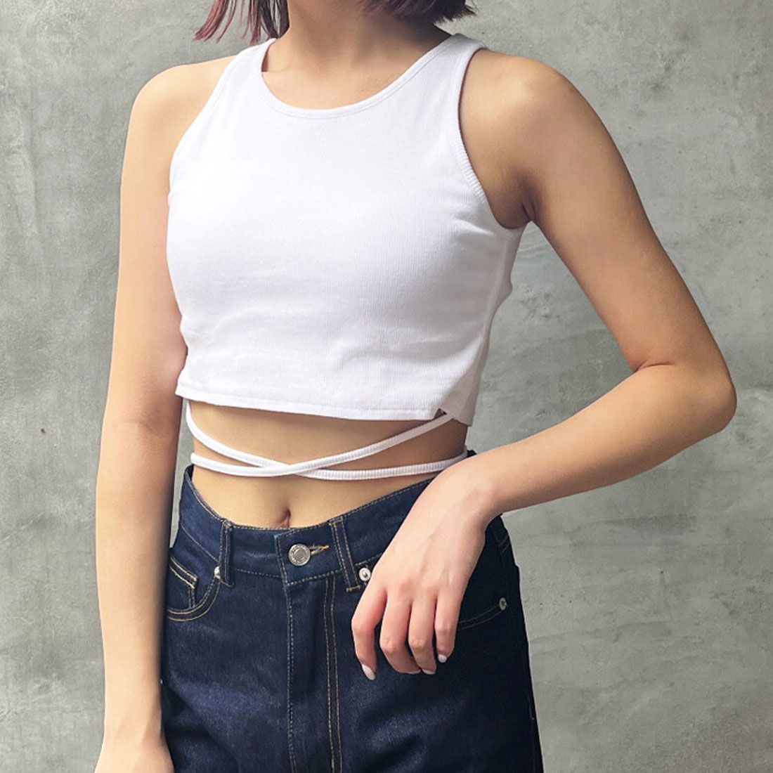 リアルスタイル REAL STYLE タンクトップ レディース カップ付き アメスリ ショート丈 トップス インナー ブラトップ リブ カットソー カジュアル ダンス 肩出し,オフホワイト