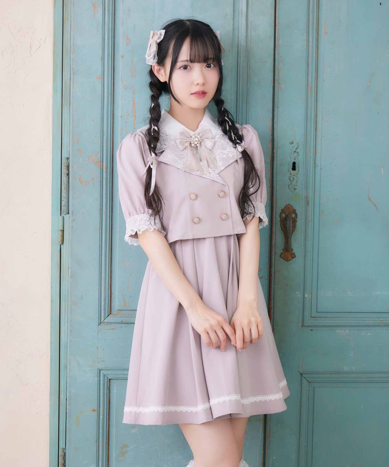 ロジータ ROJITA レイヤード風テーラードワンピース,ピンク