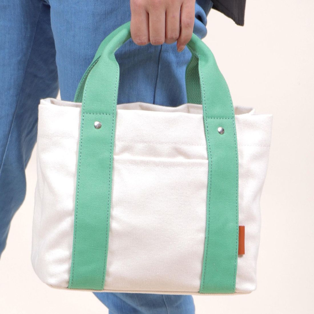 ベース BASE ミニトートバッグ ミニバッグ ミニトート トートバッグ キャンバストート キャンバスバッグ トート レディース 仕切り レディース 帆布 ランチバッグ ママバッグ かわいい BAG 通勤 通学,ナチュラル/グリーン