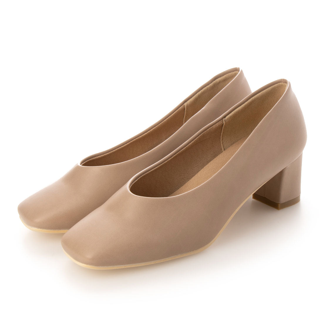 リバティードール LiBERTYDOLL スクエアトゥ5cmチャンキーヒールパンプス/1136 (グレーベージュピーユー) グレーベージュピーユー