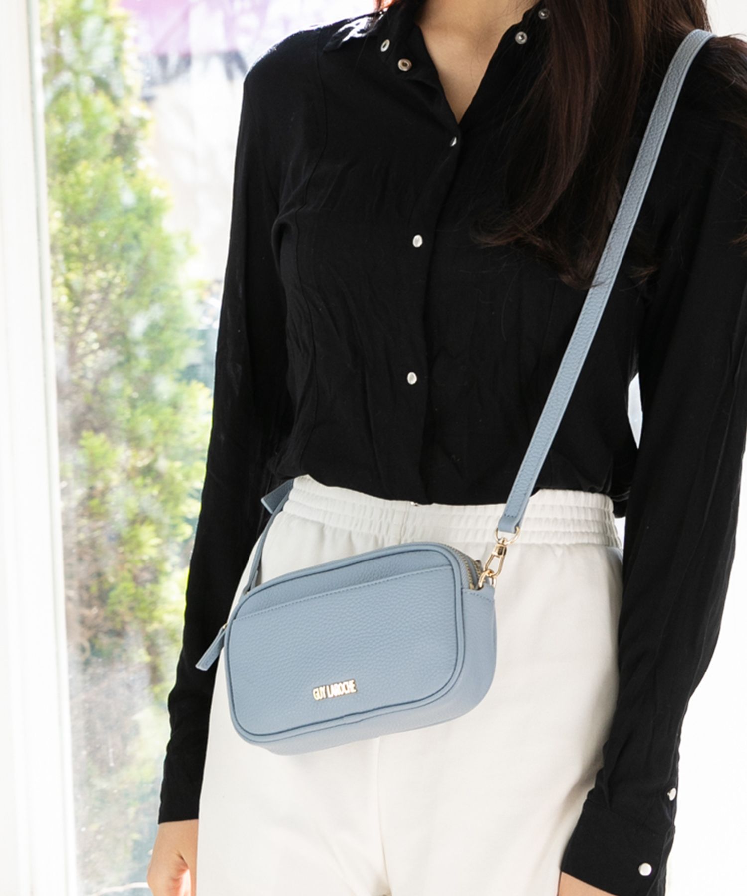 ギ ラロッシュ Guy Laroche イタリアンレザー ヌーベルポシェット カードウォレット付き3wayショルダーバッグ