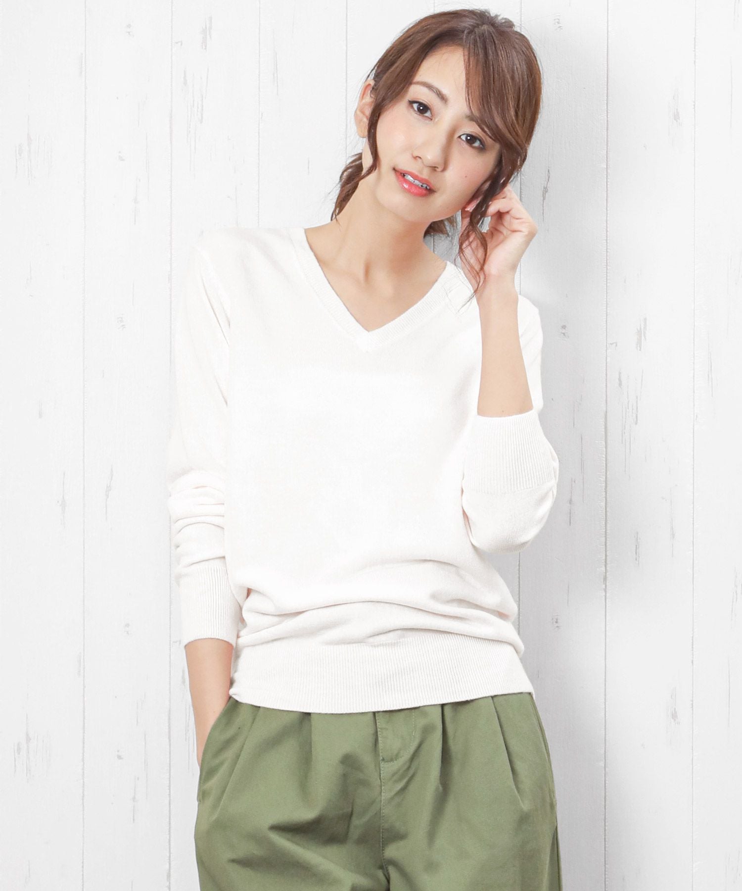 ミリアンデニ mili an deni カシミアタッチVネックニットセーター