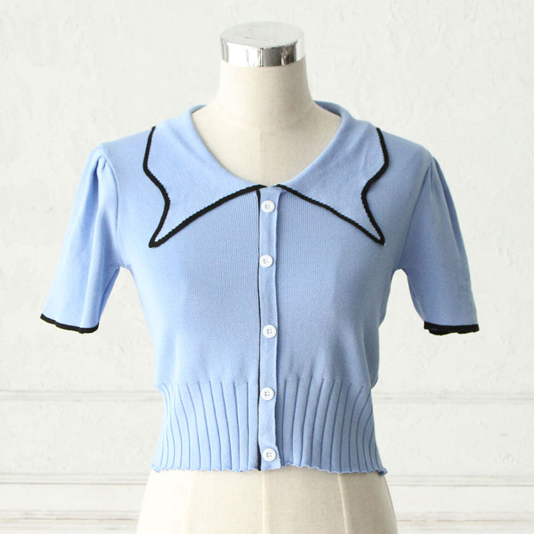 ユメテンボウ 夢展望 パフスリーブ半袖ニット (ブルー) ブルー