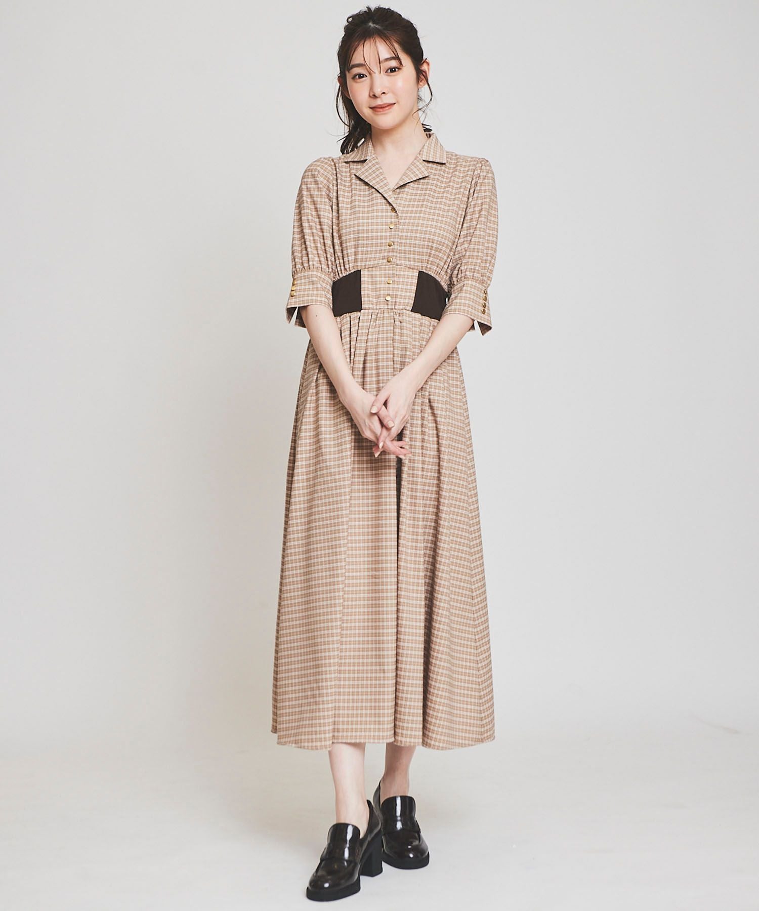 トランテアン ソン ドゥ モード 31 Sons de mode ウエストリブシャツワンピース,ベージュ