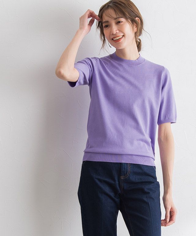マーベラス バイ ピエロ marvelous by Pierrot ウォッシャブル半袖ニット,ラベンダーブルー