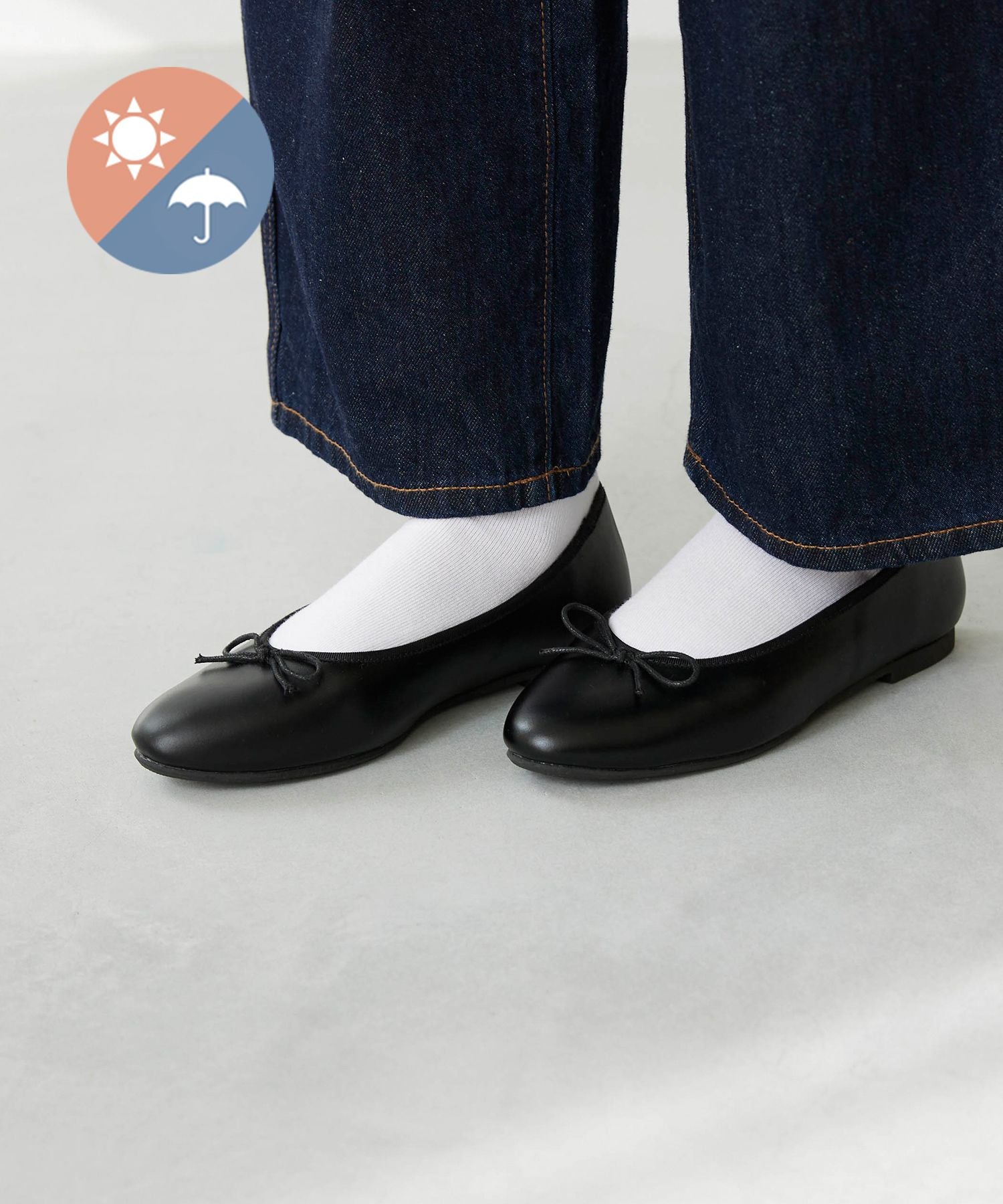 メヌエ Menue レイン バレエシューズ,1020ブラックPU