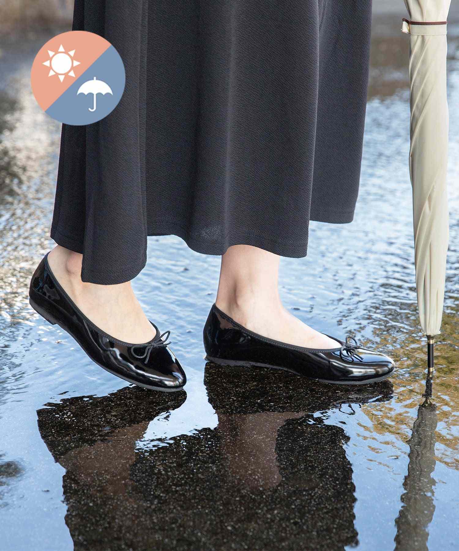 メヌエ Menue レイン バレエシューズ,2020ブラックEN