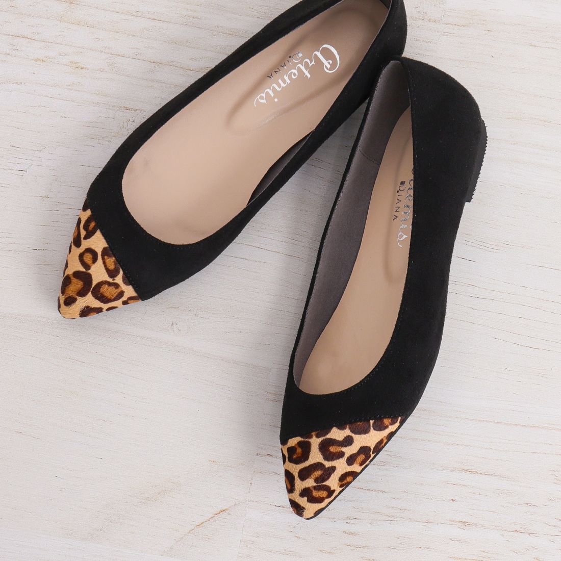 Artemis by Diana Animal print/glitter combination flat shoes