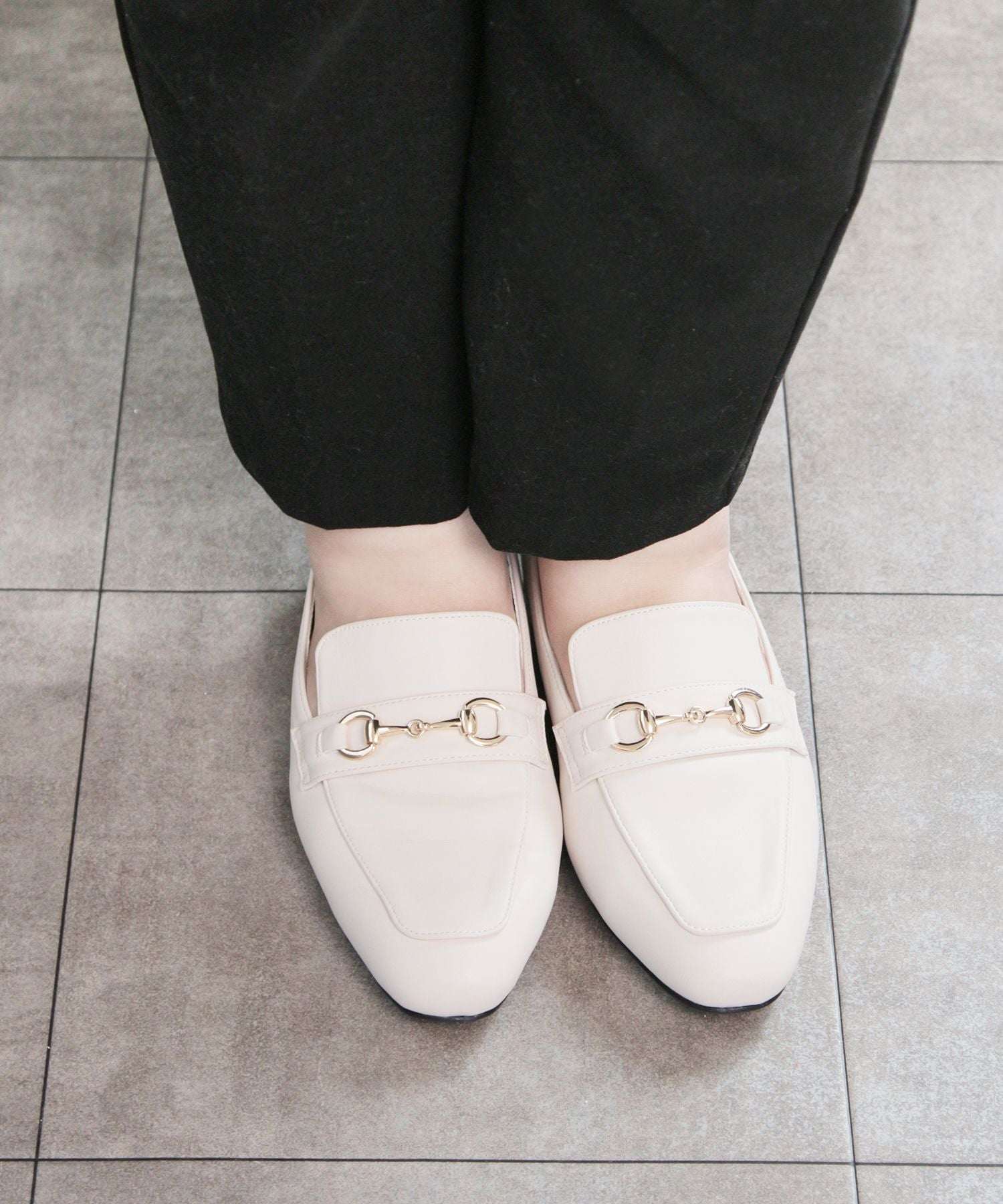 マシュガール masyugirl 【4E幅広・大きいサイズ】スクエアトゥビット付きローファー SOROTTO,アイボリー