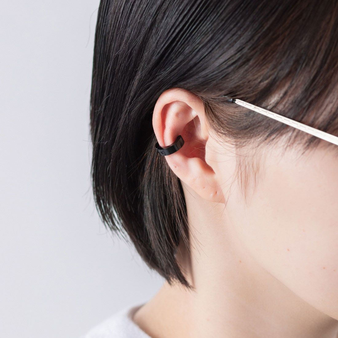 ジョン JON イヤーカフ ステンレス 両耳,ブラック