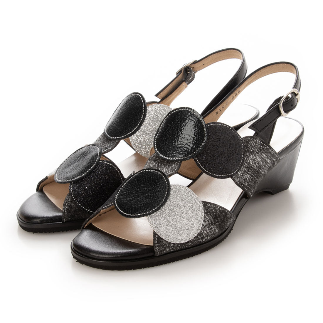 エスプレッソ Espresso 楽ちん 素材切替 デザイン コンフォートサンダル (ブラック) ブラック