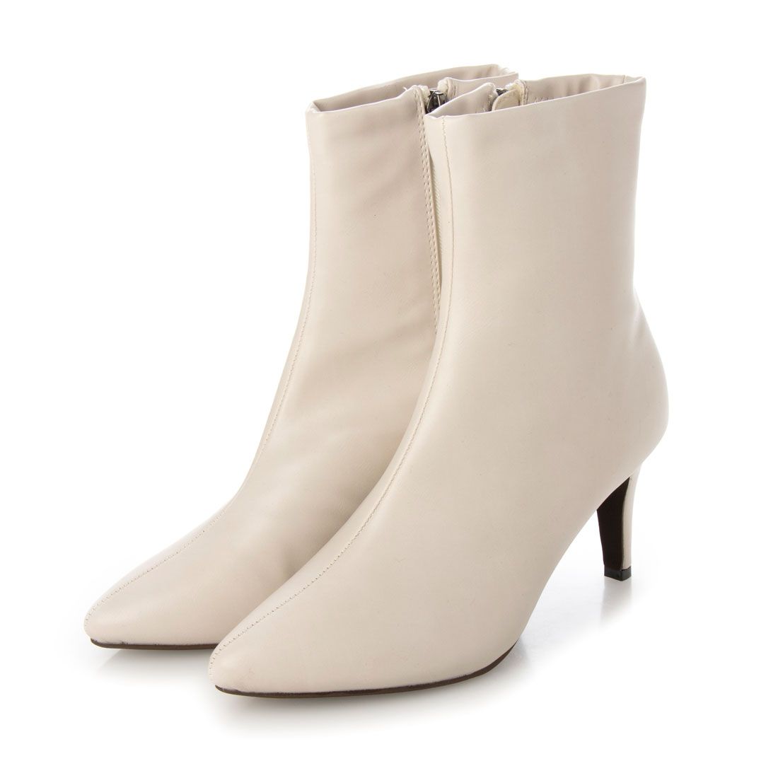 メタルルージュ Metal Rouge ポインテッドトォ ストレッチショートブーツ,アイボリー