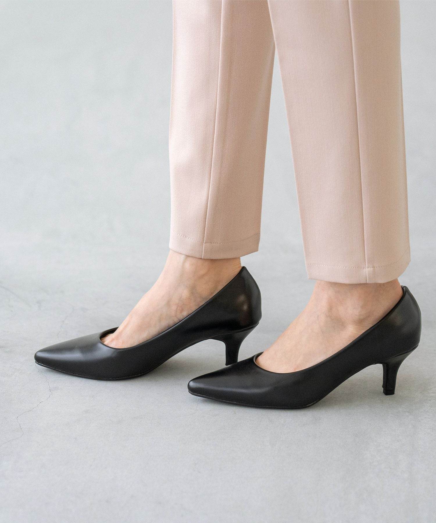 メヌエ Menue エアスイート ポインテッドトゥ6cmヒールパンプス,1020ブラックpu