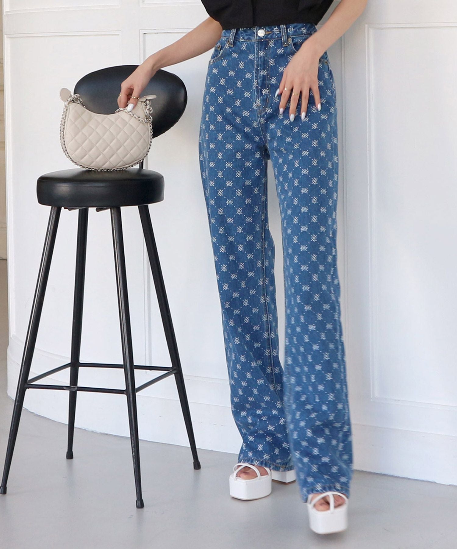 ロイヤルパーティー ROYAL PARTY デザインデニムパンツ,デニムブルー