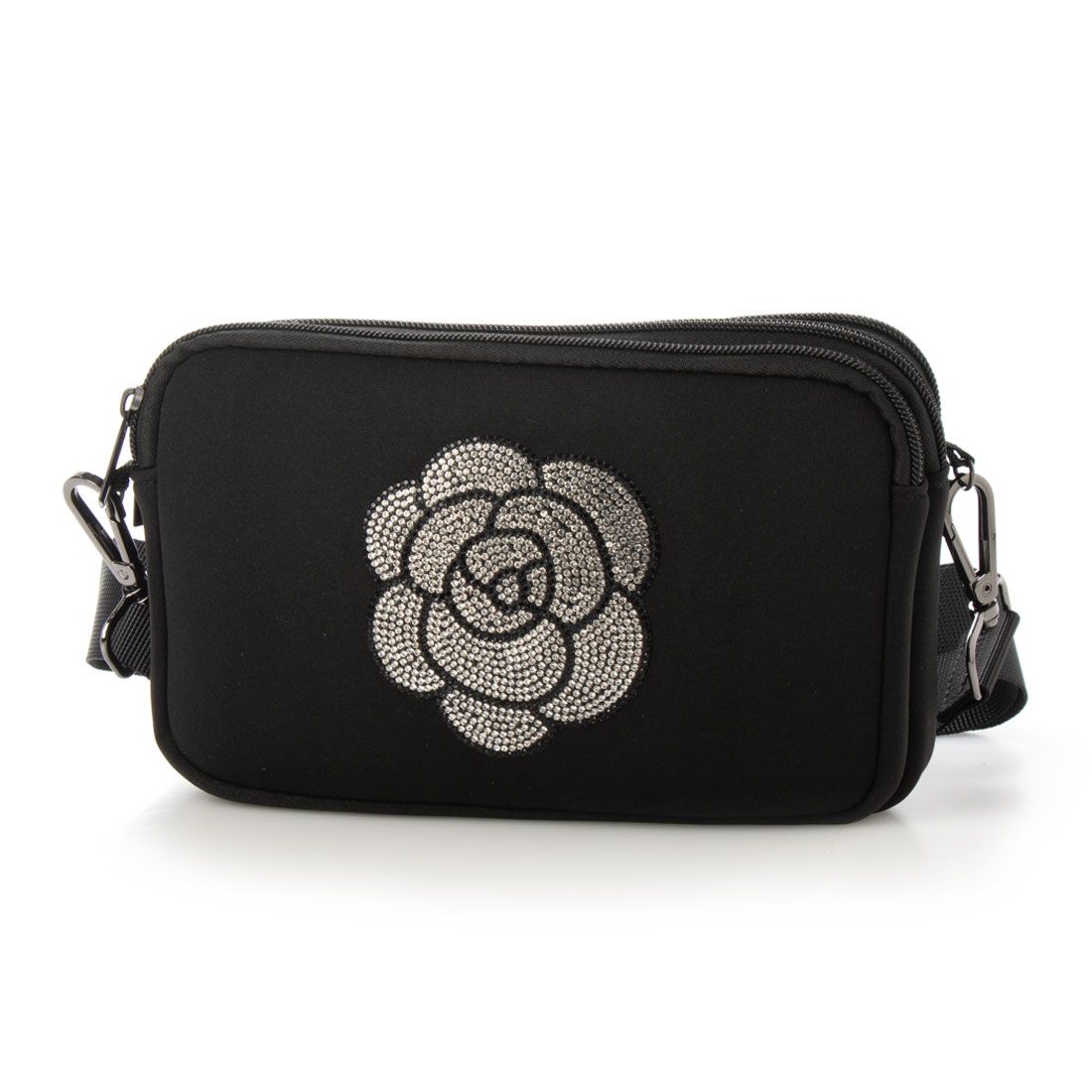 ビビ BIBI 横型ポーチ,カメリア/ブラック