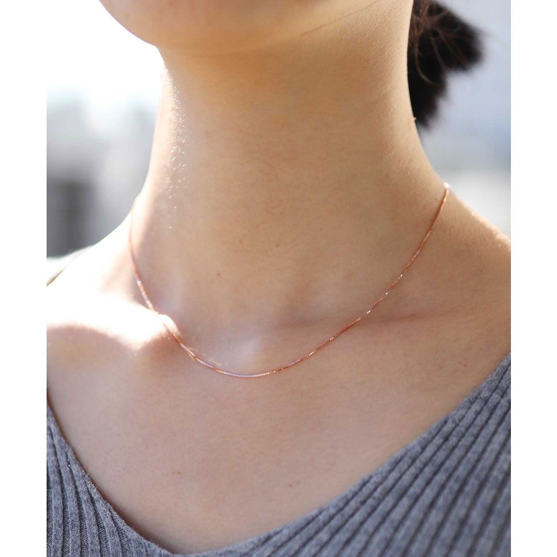 フロージュ florge 【silver925】ベネチアンチェーンシンプルショートネックレス/チョーカー,ピンクゴールド