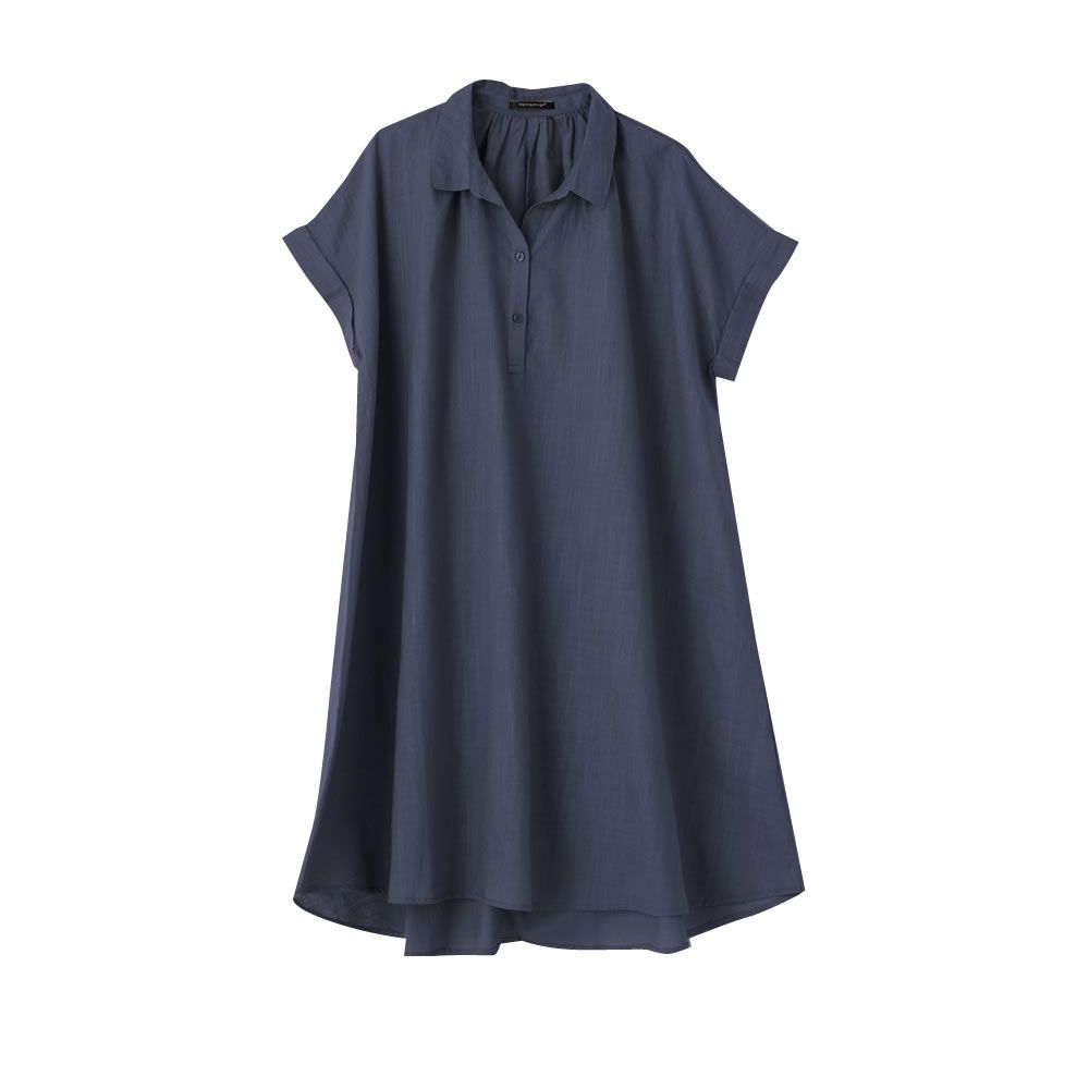 アクアガレージ aquagarage シャツワンピース 半袖 夏,ネイビー