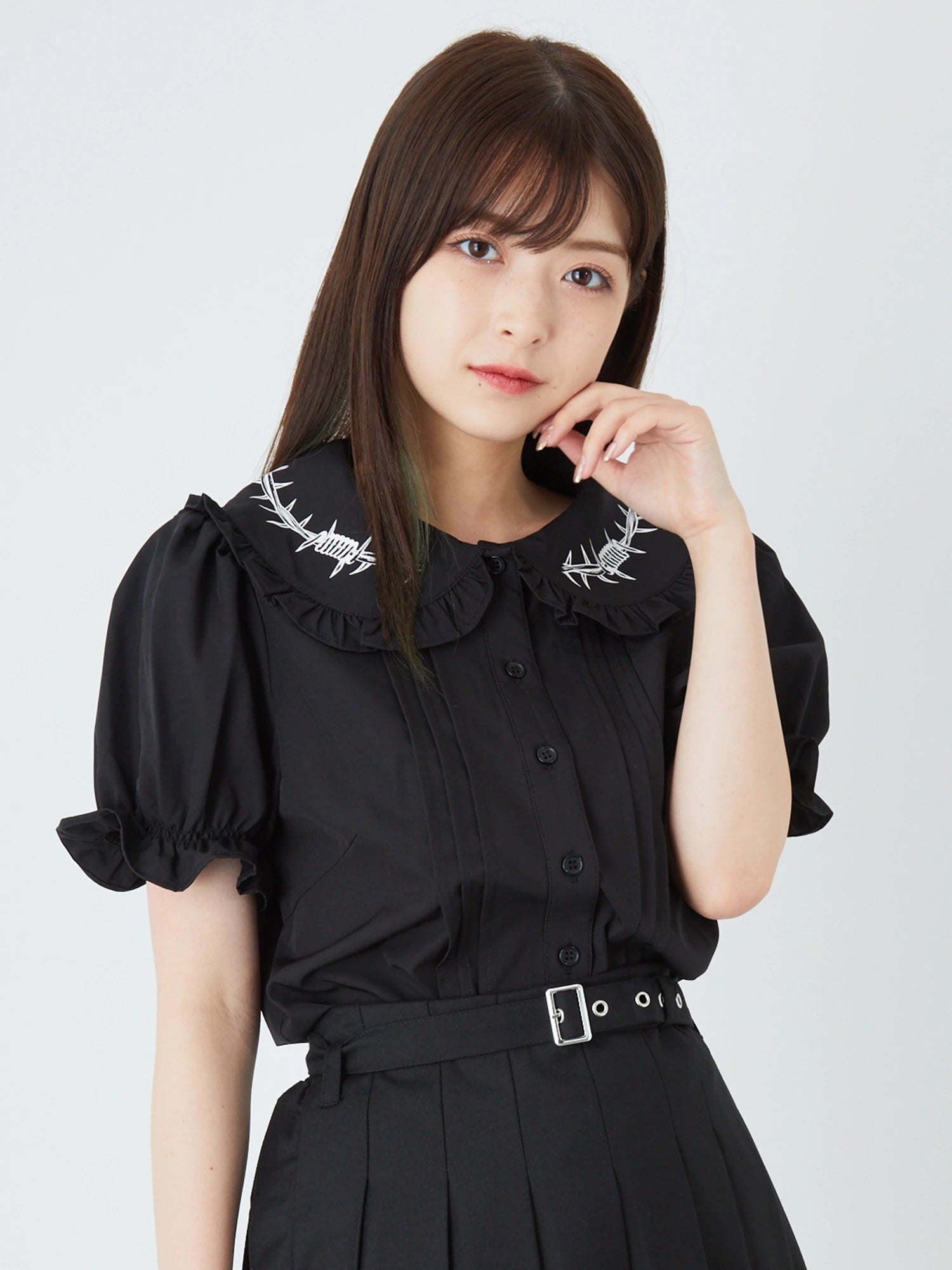 Jamie ANK Printed collar blouse