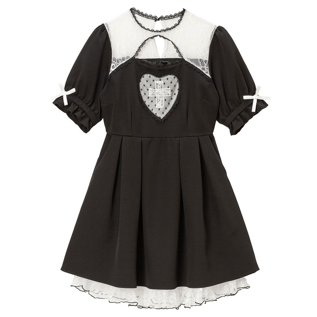 ユメテンボウ 夢展望 闇十字架ハ-トワンピ-ス,ブラック×ホワイト