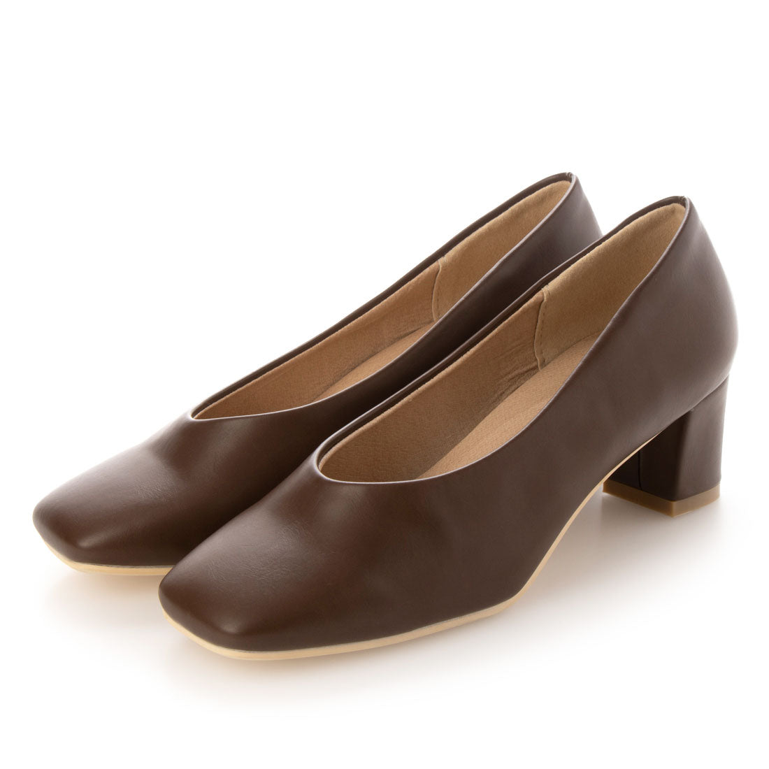 リバティードール LiBERTYDOLL スクエアトゥ5cmチャンキーヒールパンプス/1136 (ダークブラウンピーユー) ダークブラウンピーユー
