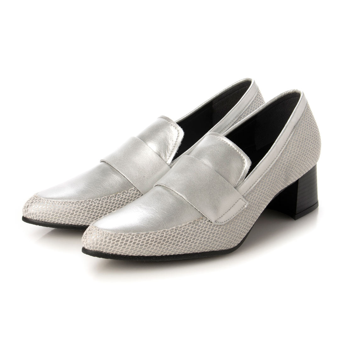 ヨースケ YOSUKE 本革パンプス (シルバーコンビ) シルバーコンビ