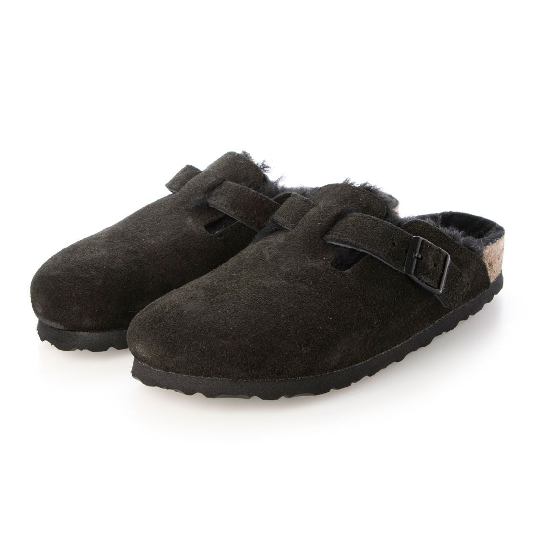 ビルケンシュトック BIRKENSTOCK Boston Shearling Suede 【ナロー幅】 ユニセックス,ブラック