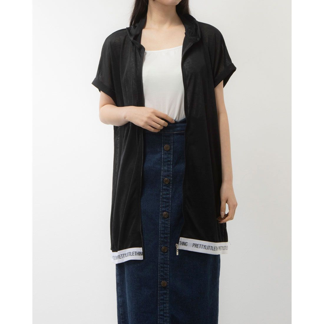 ワイファイブディ Y5D シアースラブ ロゴ入り フーディージップベスト,ブラック