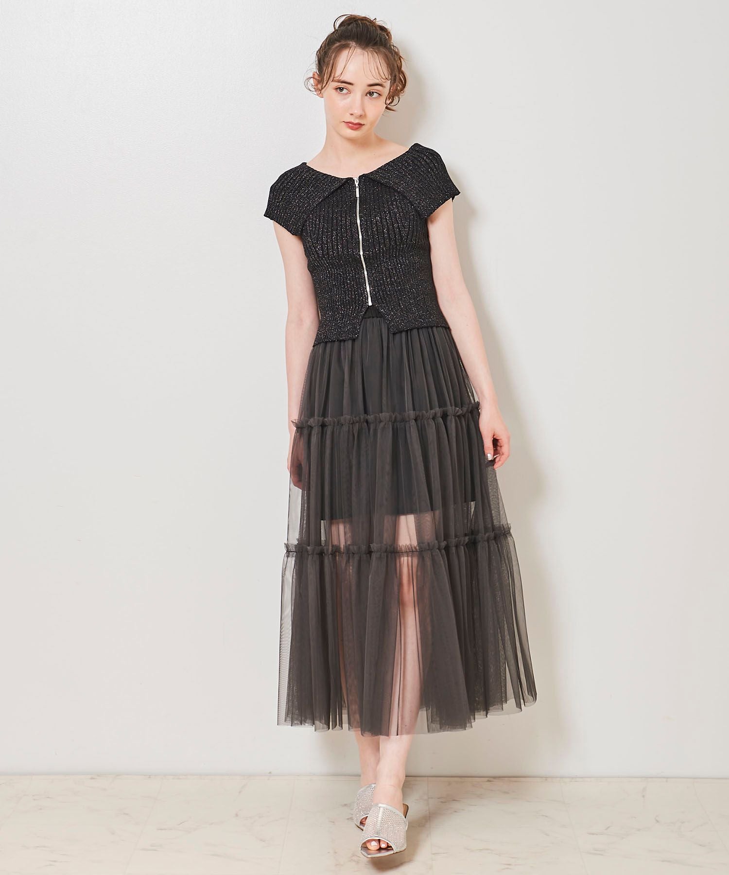 トランテアン ソン ドゥ モード 31 Sons de mode チュール×ミニスカート,ブラック