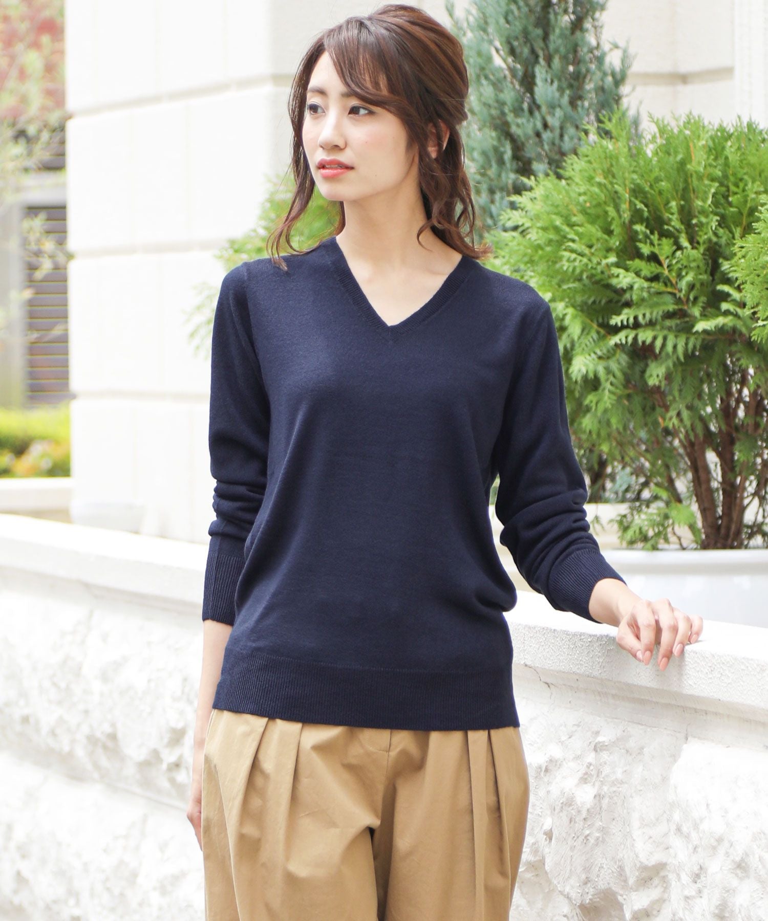 ミリアンデニ mili an deni カシミアタッチVネックニットセーター