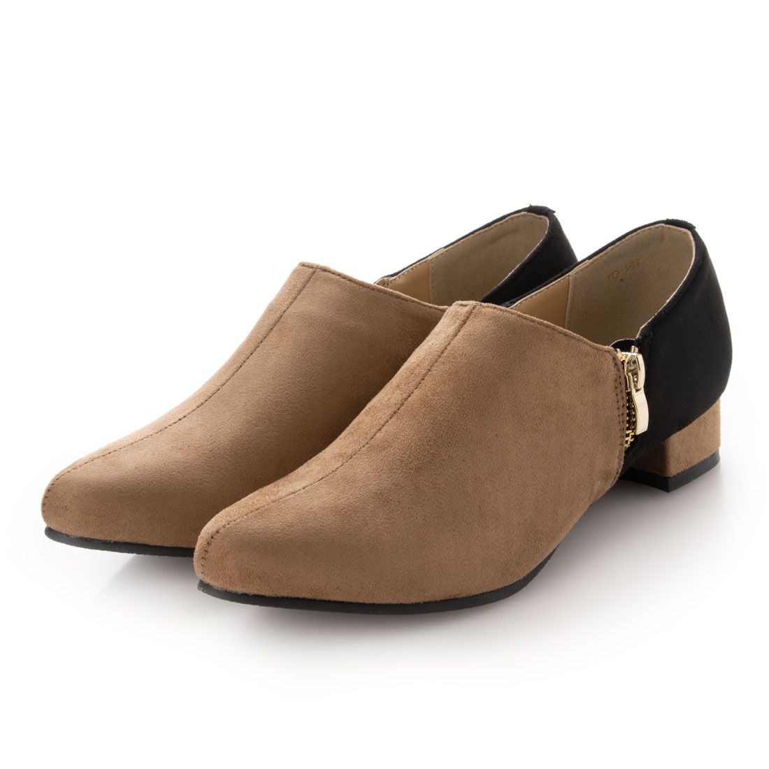 トドス todos TO-167 サイドジップ バイカラー パンプス,ベージュ×ブラック