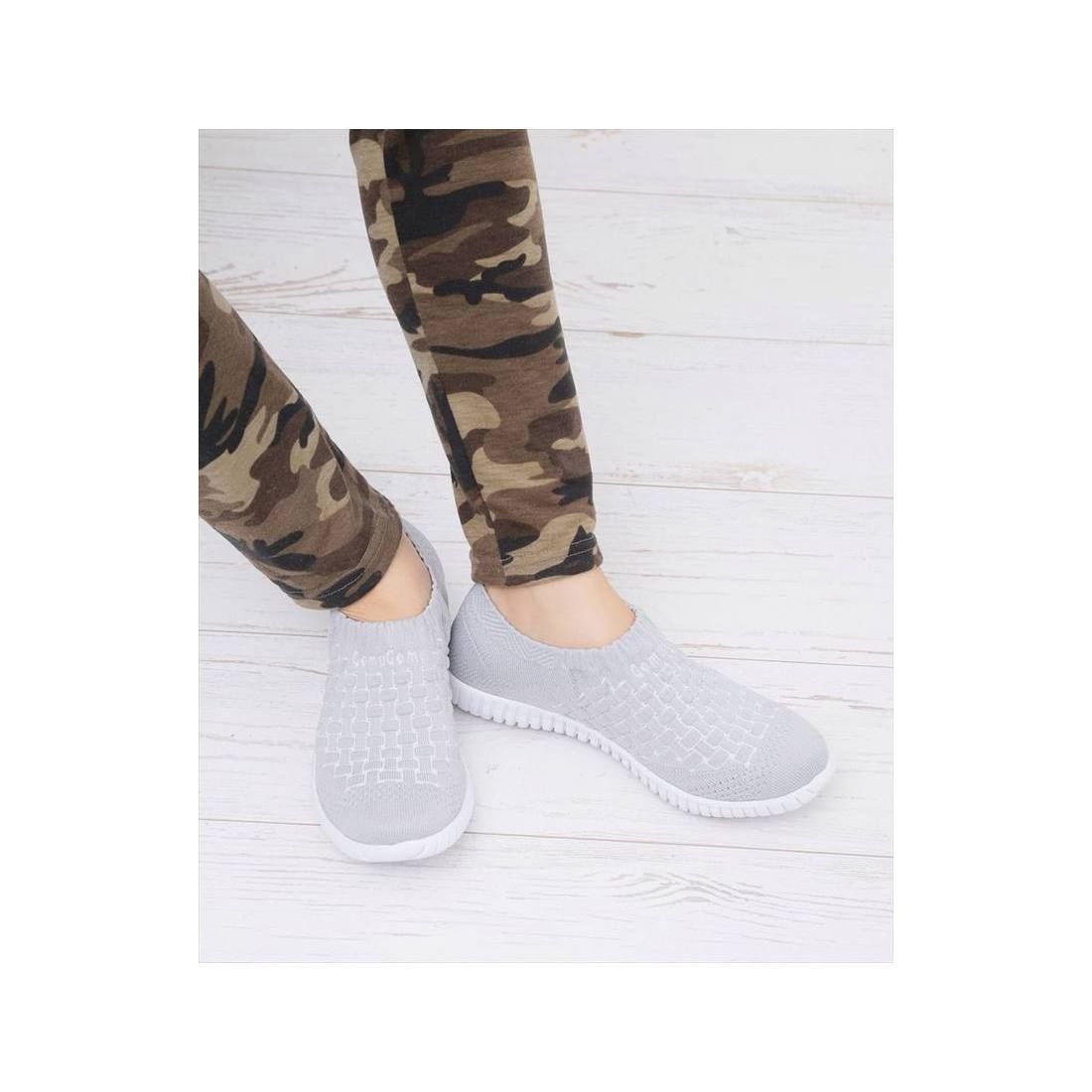 ゴムゴム Gomu56 ニットスニーカー,ライトグレー