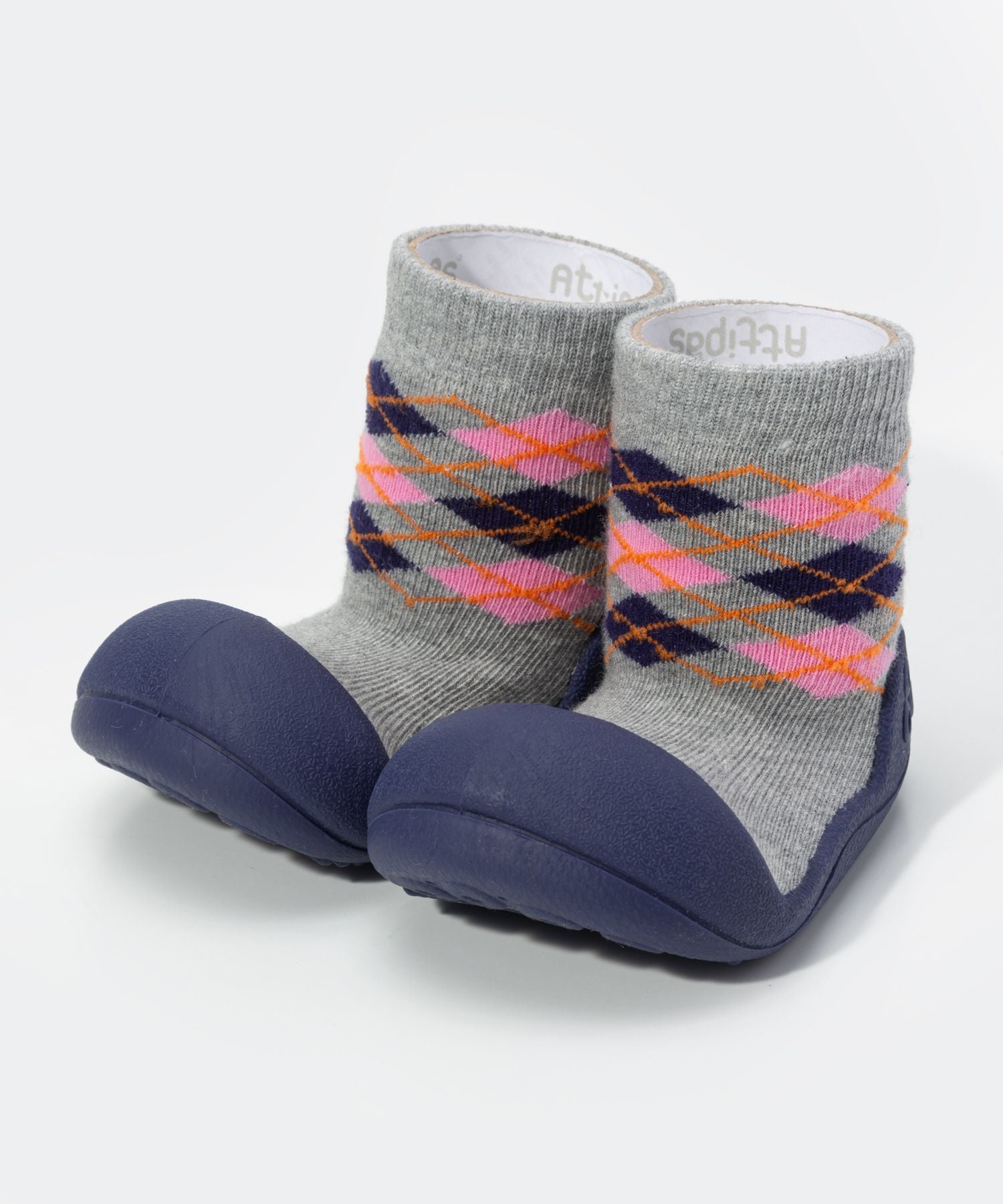 アティパス Attipas Argyle ベビーシューズ キッズ ソックスシューズ 出産祝い ファーストシューズ 赤ちゃん トレーニングシューズ 女の子 男の子,ネイビー