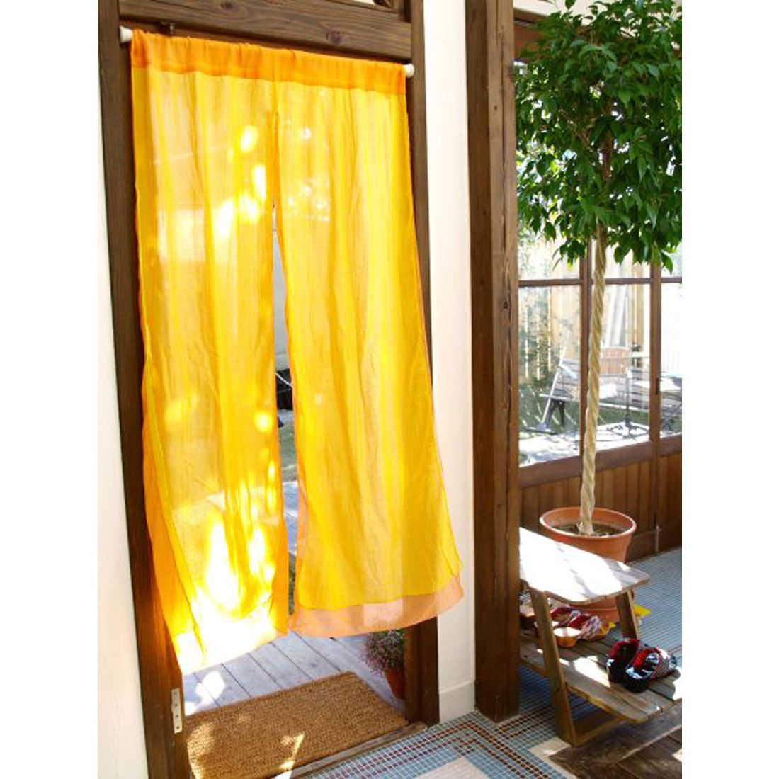 【チャイハネ】ガーゼのれん ブルー,オレンジ