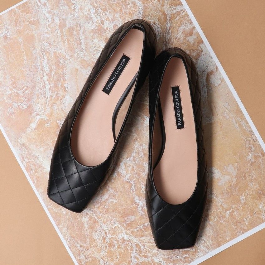 パラディクルール PARADIS COULEUR スクエアトウキルティングパンプス,ブラック