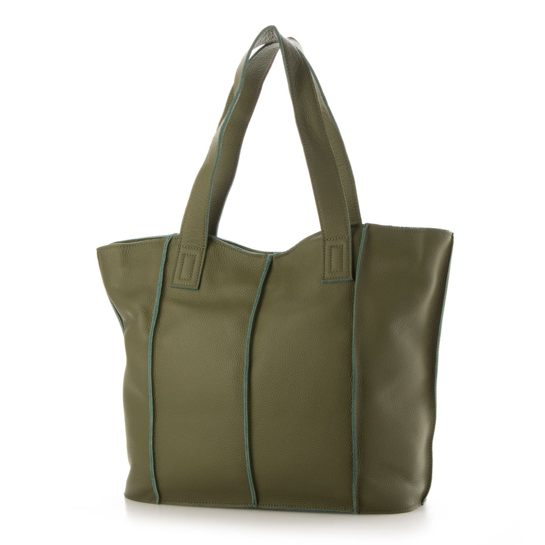 ヴィータフェリーチェ VitaFelice 【本革/カウレザー】シンプルファスナートートバッグ (KHAKI) KHAKI