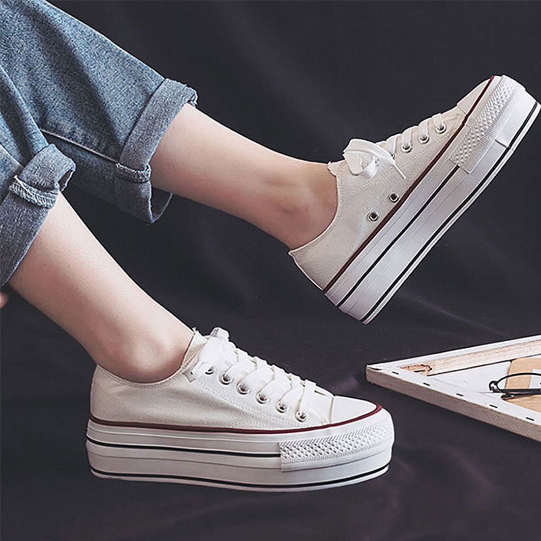 スニーカー レディース 厚底 韓国,ホワイト