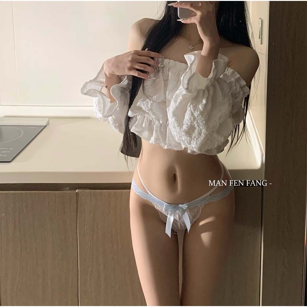 アンドカワイイ And Kawaii Tバックショーツ 勝負下着 ランジェリー セクシーなレースパンティー【返品不可商品】,ブルー