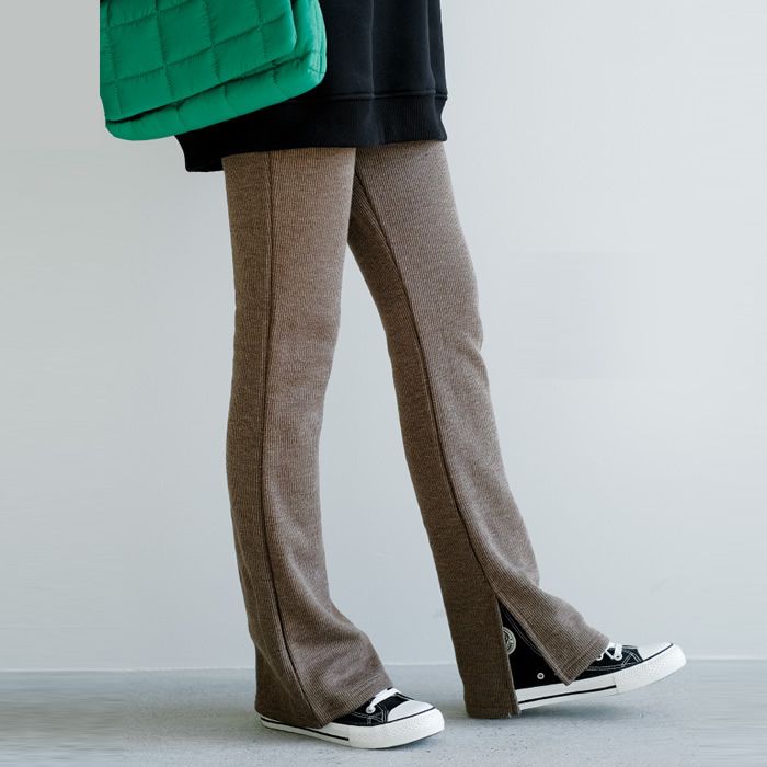 アクアガレージ aquagarage フレアパンツ レディース フレアーパンツ,スリットグレージュ(裏起毛生地)