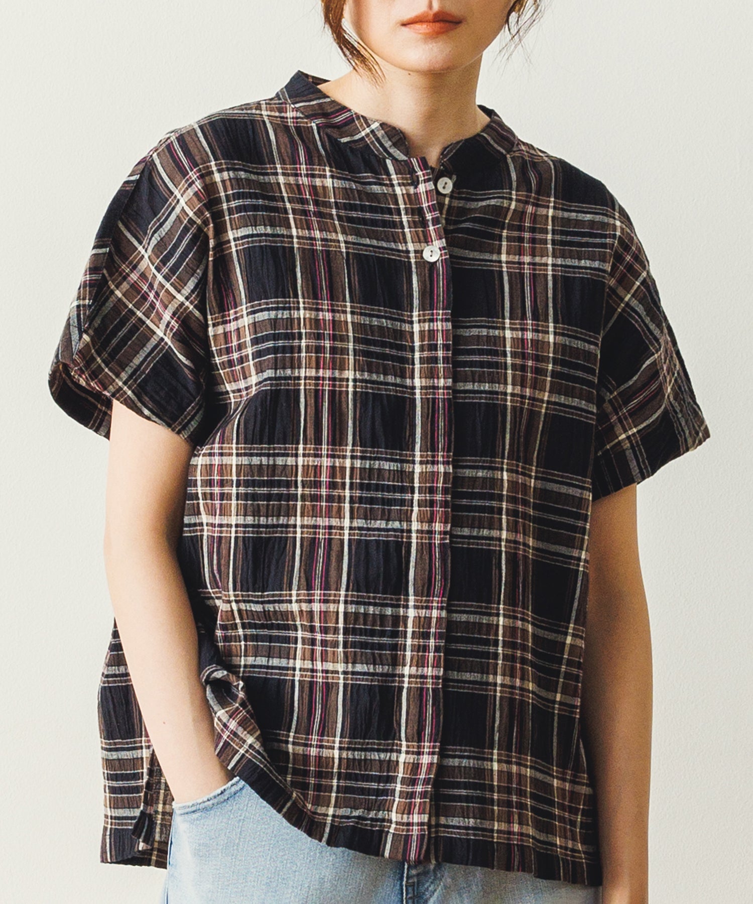 ノイア Noia チェックシャツ (ブラック) ブラック