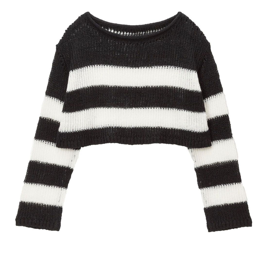 ユメテンボウ 夢展望 ゆる編みルーズニット,ショート 白黒