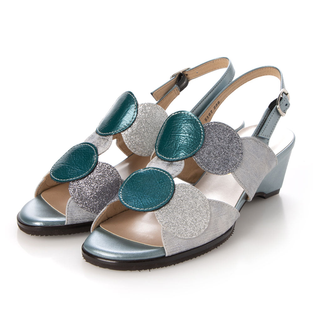 エスプレッソ Espresso 楽ちん 素材切替 デザイン コンフォートサンダル (ブルーメタ) ブルーメタ