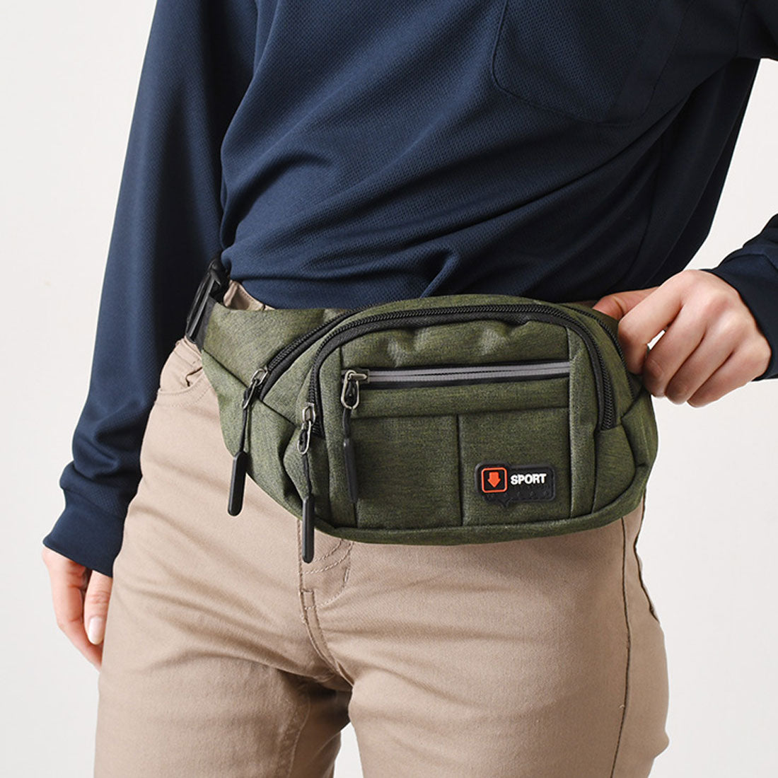 リアルスタイル REAL STYLE ボディバッグ ウエストポーチ メンズ レディース おしゃれ ミニ 小さい バイク 自転車 軽量 ヒップ ショルダー 斜めがけ カジュアル (カーキグリーン) カーキグリーン