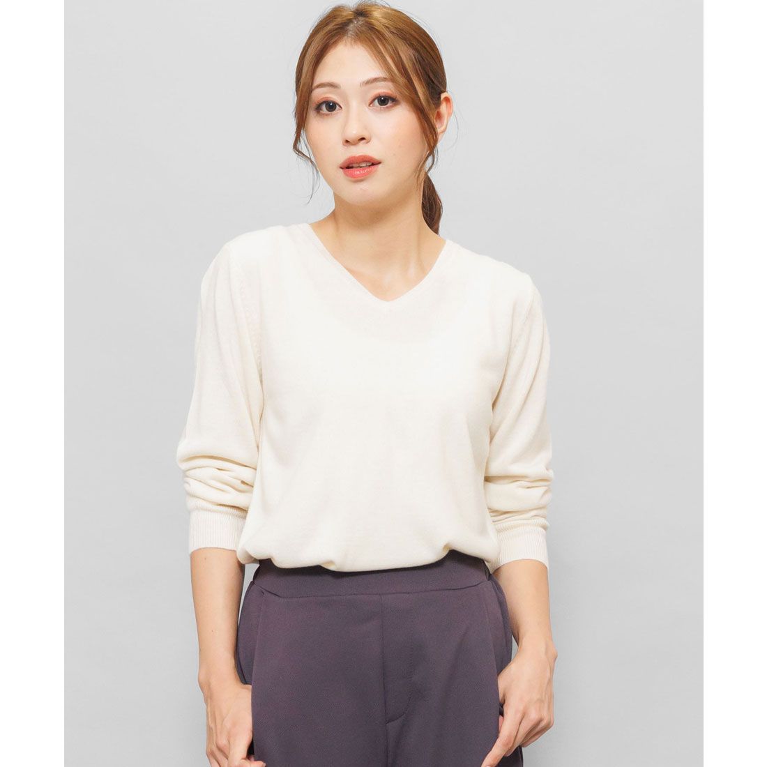 ミリアンデニ mili an deni カシミアタッチVネックニットセーター