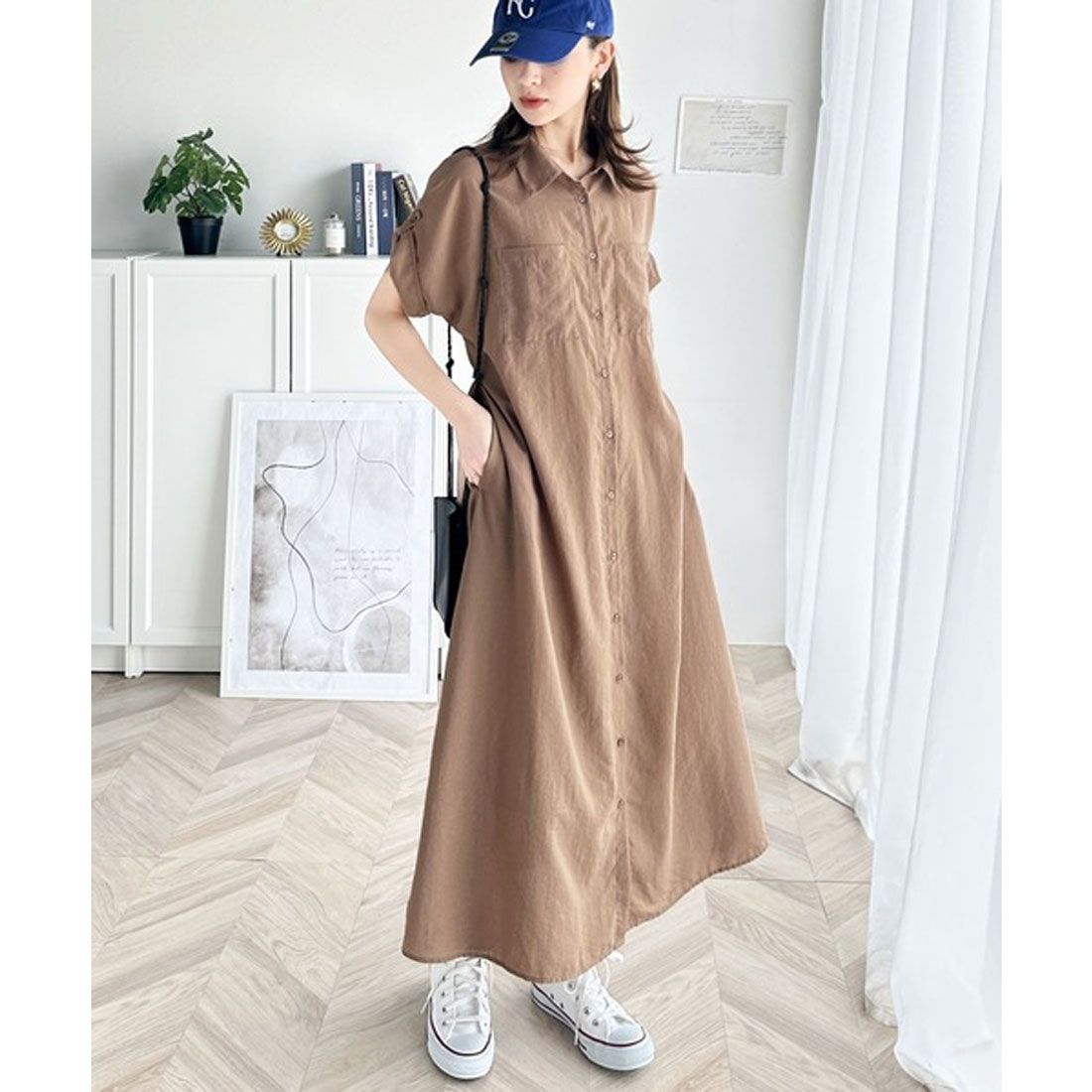 Classical Elf Functional × Casual Adult Style. Airy Touch Shirt Dress