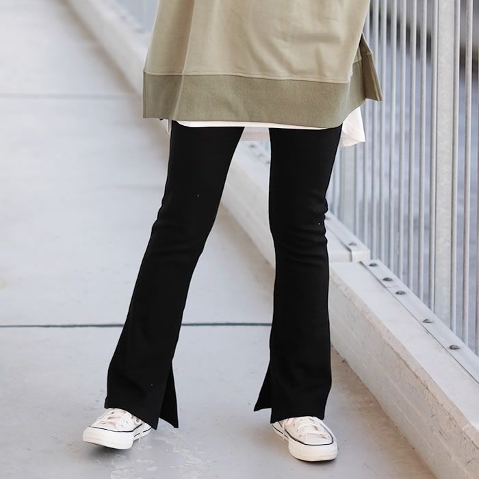 アクアガレージ aquagarage フレアパンツ レディース フレアーパンツ,スリットブラック(裏起毛生地)