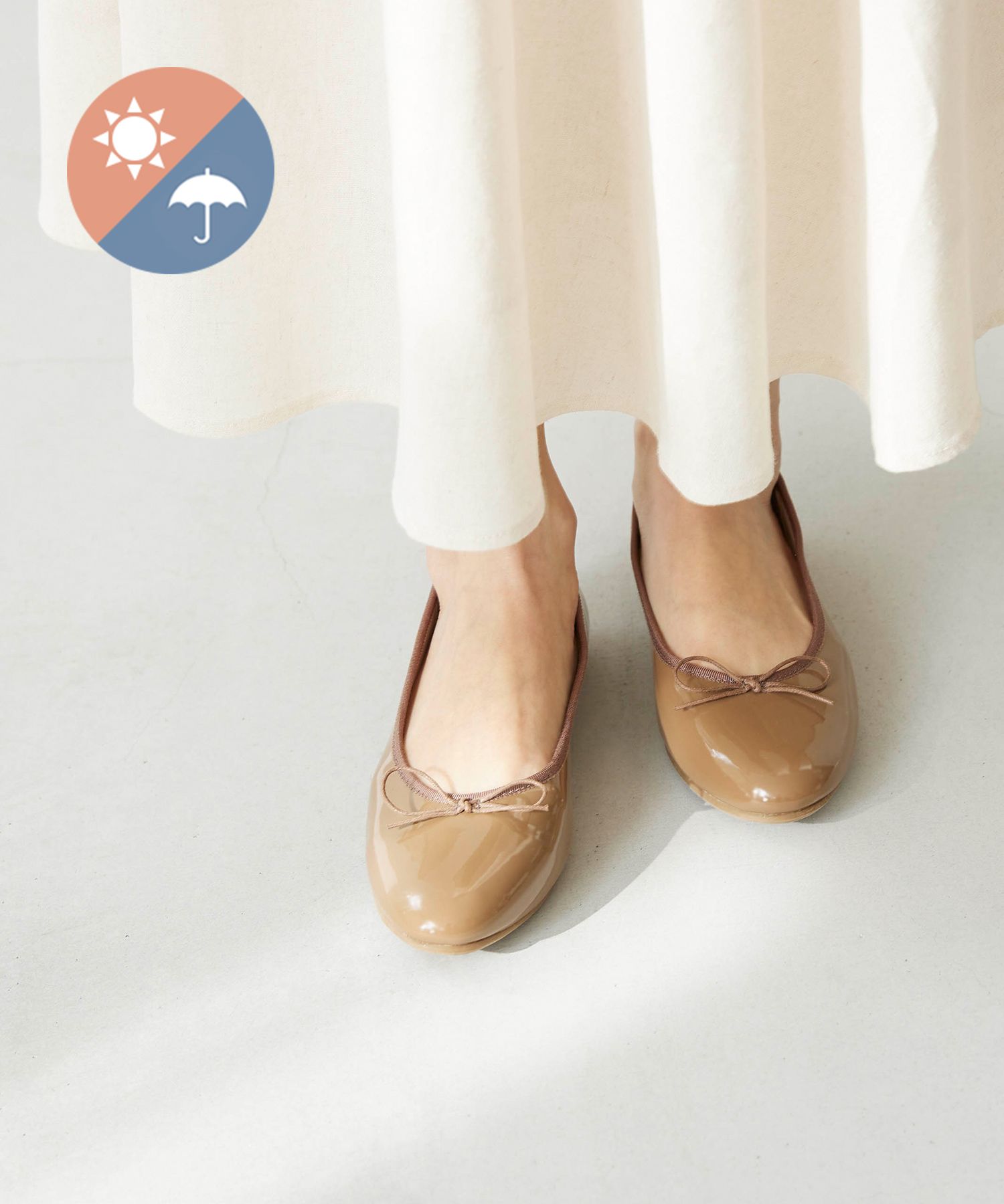 メヌエ Menue レイン バレエシューズ,2085グレーブラウンEN