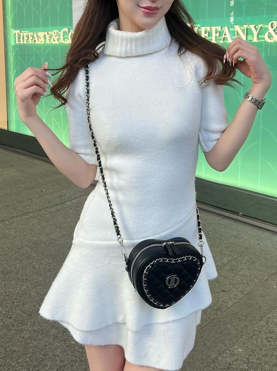 ダーリッチ Darich イレヘムフリルニットミニワンピース,アイボリー