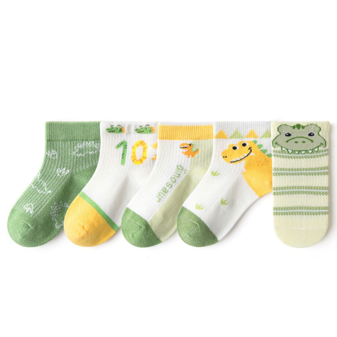 バックヤードファミリー BACKYARD FAMILY キッズ 靴下 男の子 5点セット,キョウリュウ×グリーン