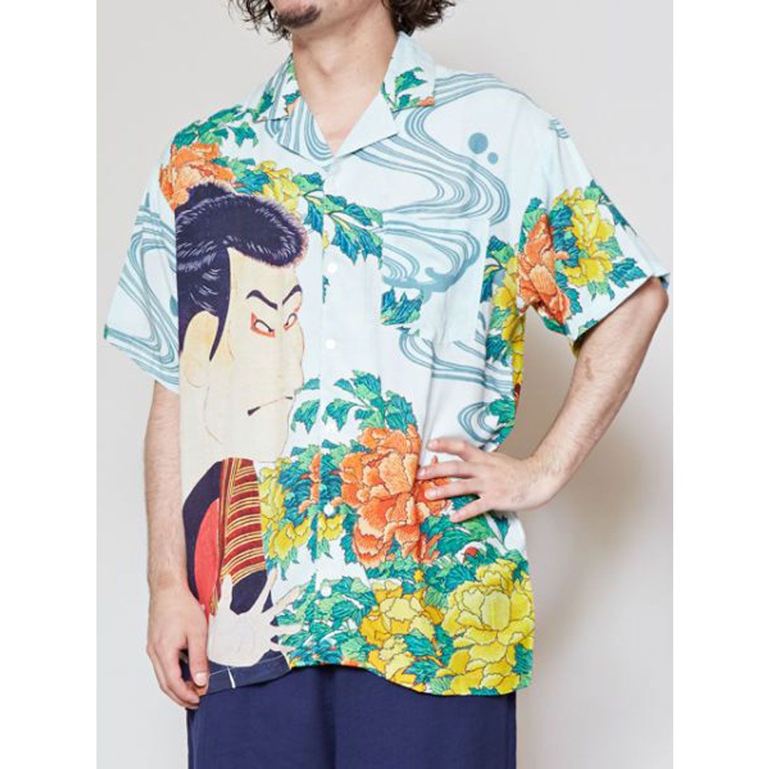 Kaya] Ukiyo-e Men's Shirt, Black