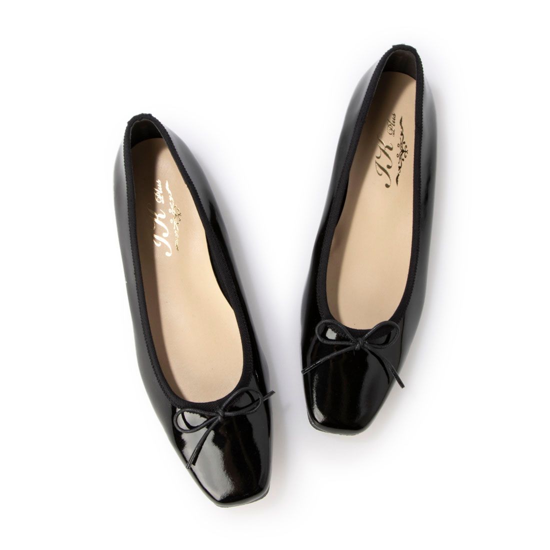 アイケープラス IKplus B【日本製】【ネット限定】フラットシューズ,天然皮革ブラック エナメル